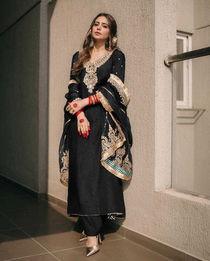 Chinon Silk Kesh123 5153 Suits & Dresses Islamic Clothing  Pakistani Embroidery Ladies Silk Suits