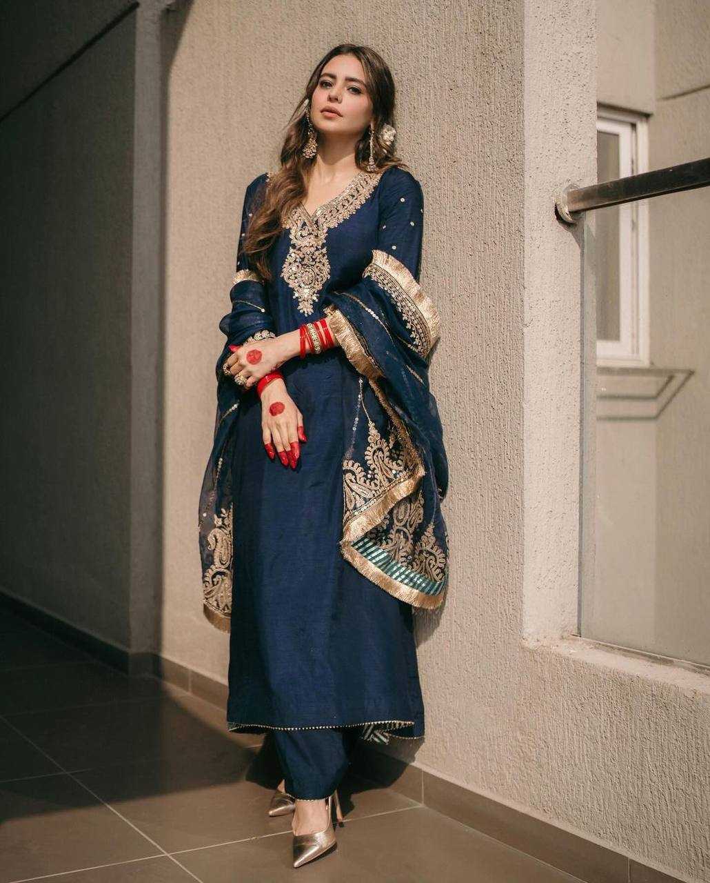 Chinon Silk Kesh123 5153 Suits & Dresses Islamic Clothing  Pakistani Embroidery Ladies Silk Suits