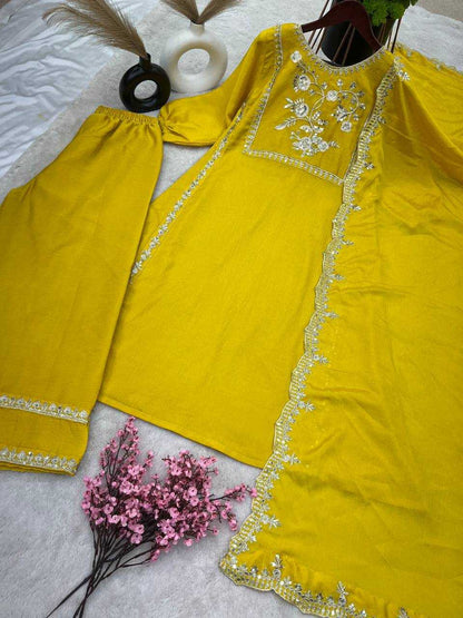 Chinon Silk Kesh123 5155 Suits & Dresses Islamic Clothing  Pakistani Embroidery Ladies Silk Party Wear Suits