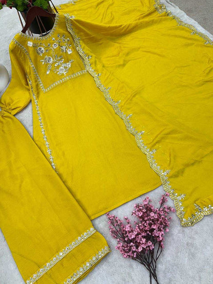 Chinon Silk Kesh123 5155 Suits & Dresses Islamic Clothing  Pakistani Embroidery Ladies Silk Party Wear Suits