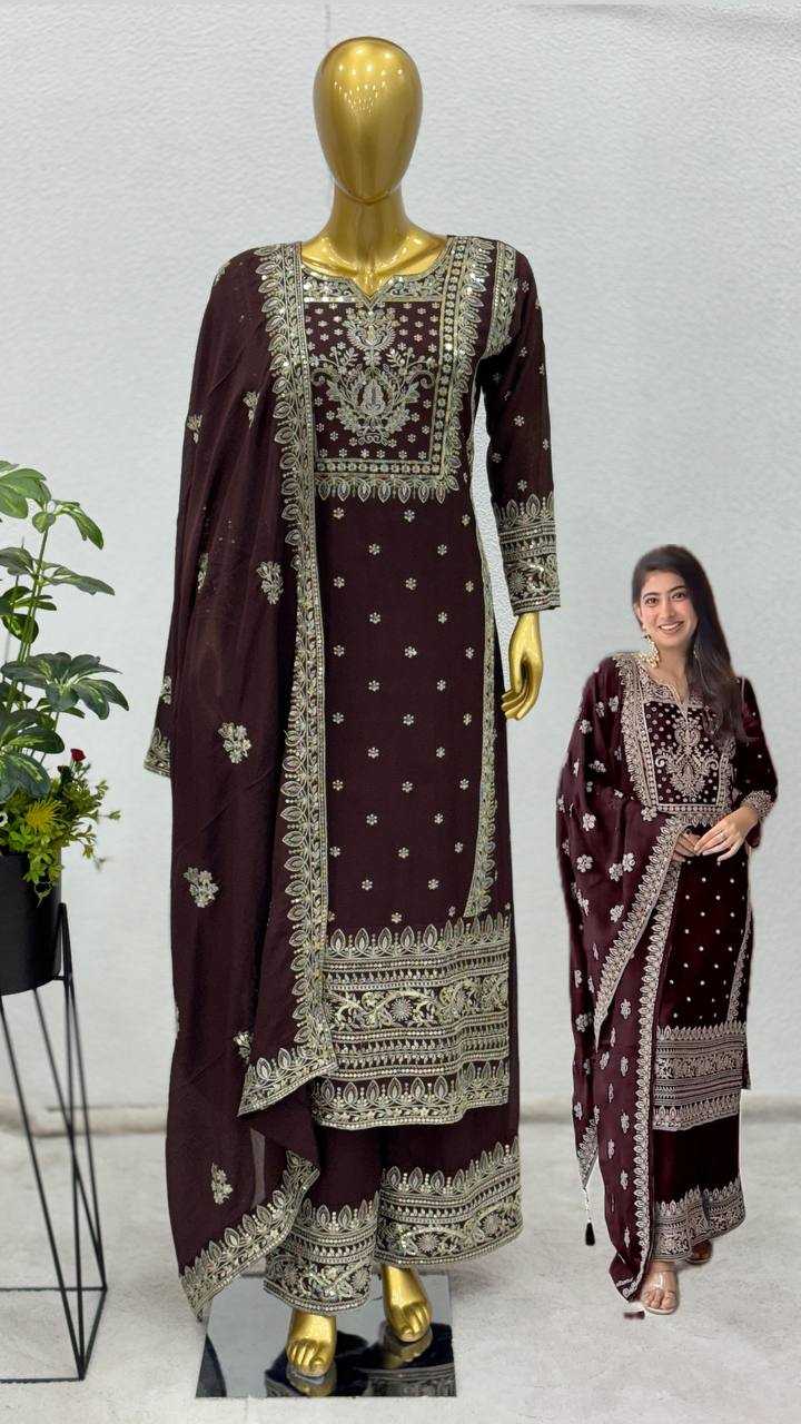 Chinon Silk Kesh123 5156 Suits & Dresses Islamic Clothing  Pakistani Embroidery Ladies Silk Wedding Suits