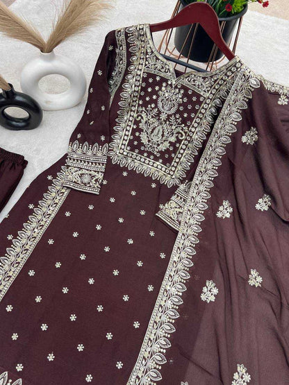 Chinon Silk Kesh123 5156 Suits & Dresses Islamic Clothing  Pakistani Embroidery Ladies Silk Wedding Suits