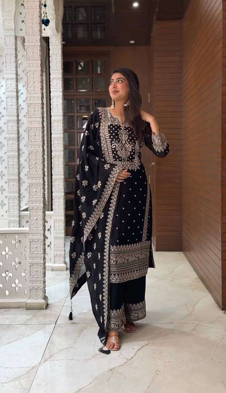 Chinon Silk Kesh123 5156 Suits & Dresses Islamic Clothing  Pakistani Embroidery Ladies Silk Wedding Suits