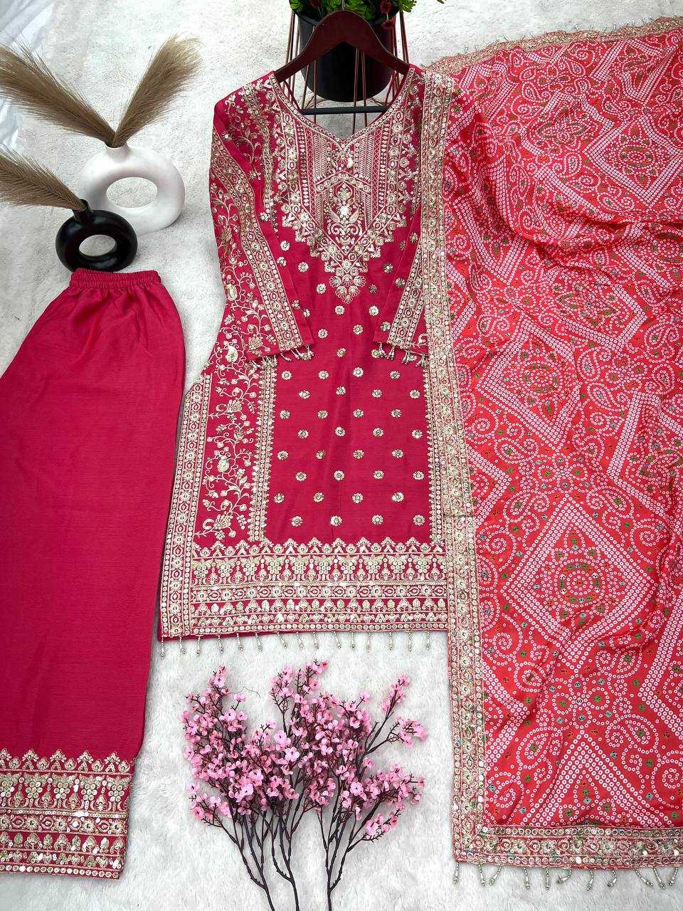 Chinon Silk Kesh123 5157 Suits & Dresses Islamic Clothing  Pakistani Embroidery Ladies Silk  Suits