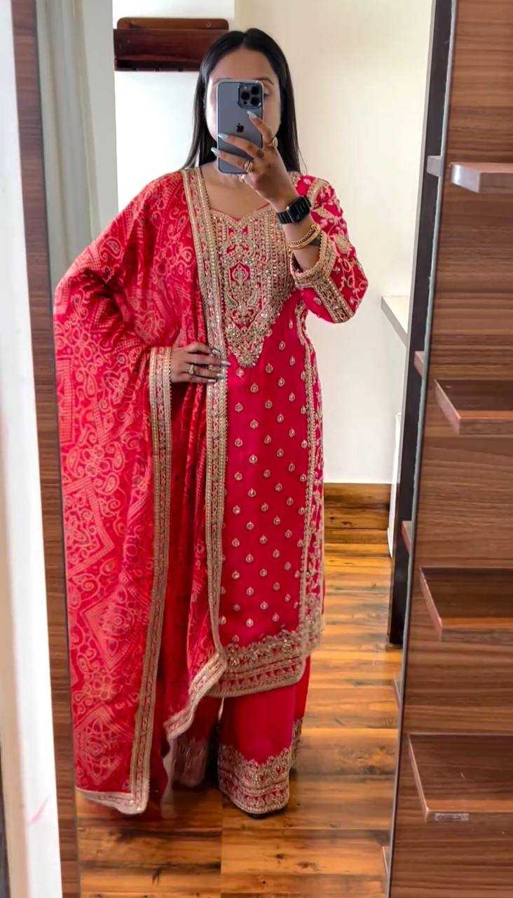 Chinon Silk Kesh123 5157 Suits & Dresses Islamic Clothing  Pakistani Embroidery Ladies Silk  Suits