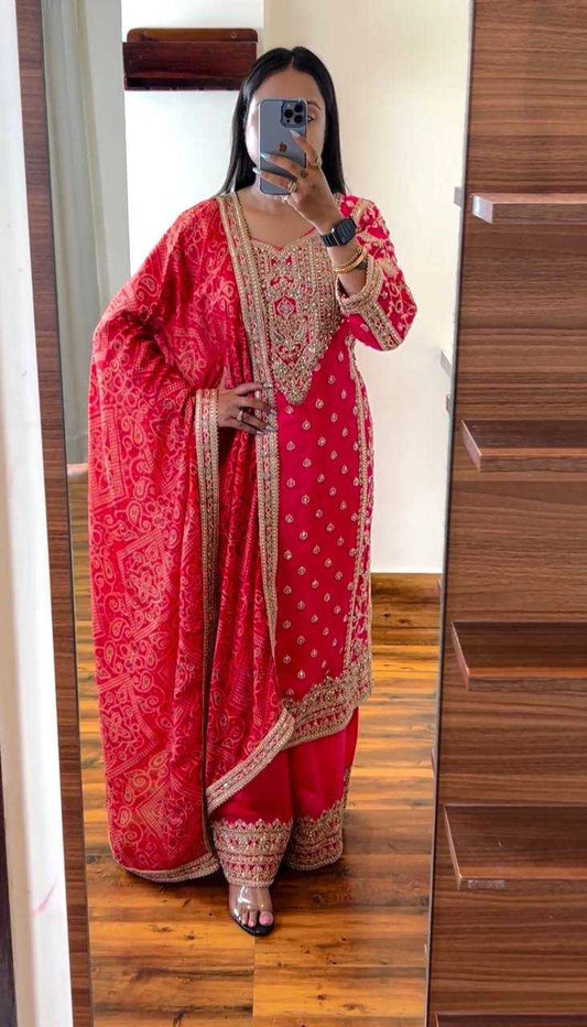 Chinon Silk Kesh123 5157 Suits & Dresses Islamic Clothing  Pakistani Embroidery Ladies Silk  Suits