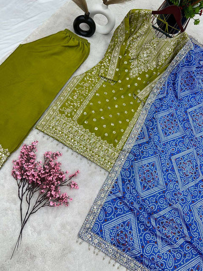 Chinon Silk Kesh123 5157 Suits & Dresses Islamic Clothing  Pakistani Embroidery Ladies Silk  Suits