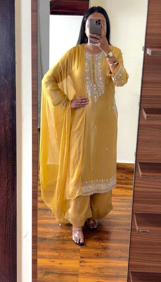 Chinon Silk Kesh123 5159 Suits & Dresses Islamic Clothing  Pakistani Embroidery Ladies Silk  Suits