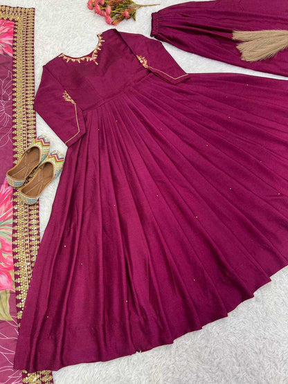 Chinon Silk Kesh123 5170 Gowns  Embroidery Anarkali Long Diwali Collections Gowns