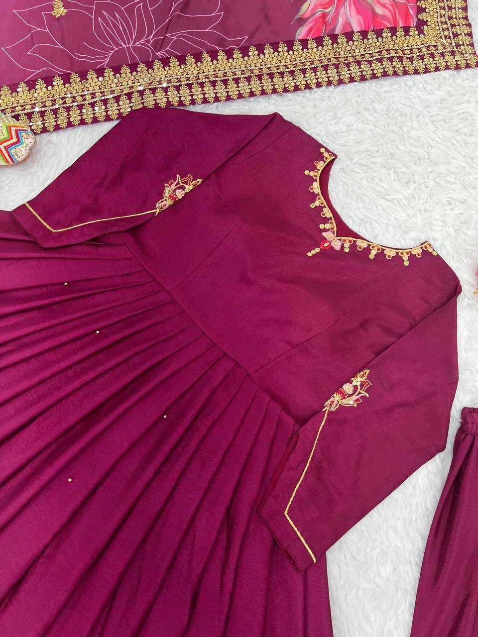 Chinon Silk Kesh123 5170 Gowns  Embroidery Anarkali Long Diwali Collections Gowns