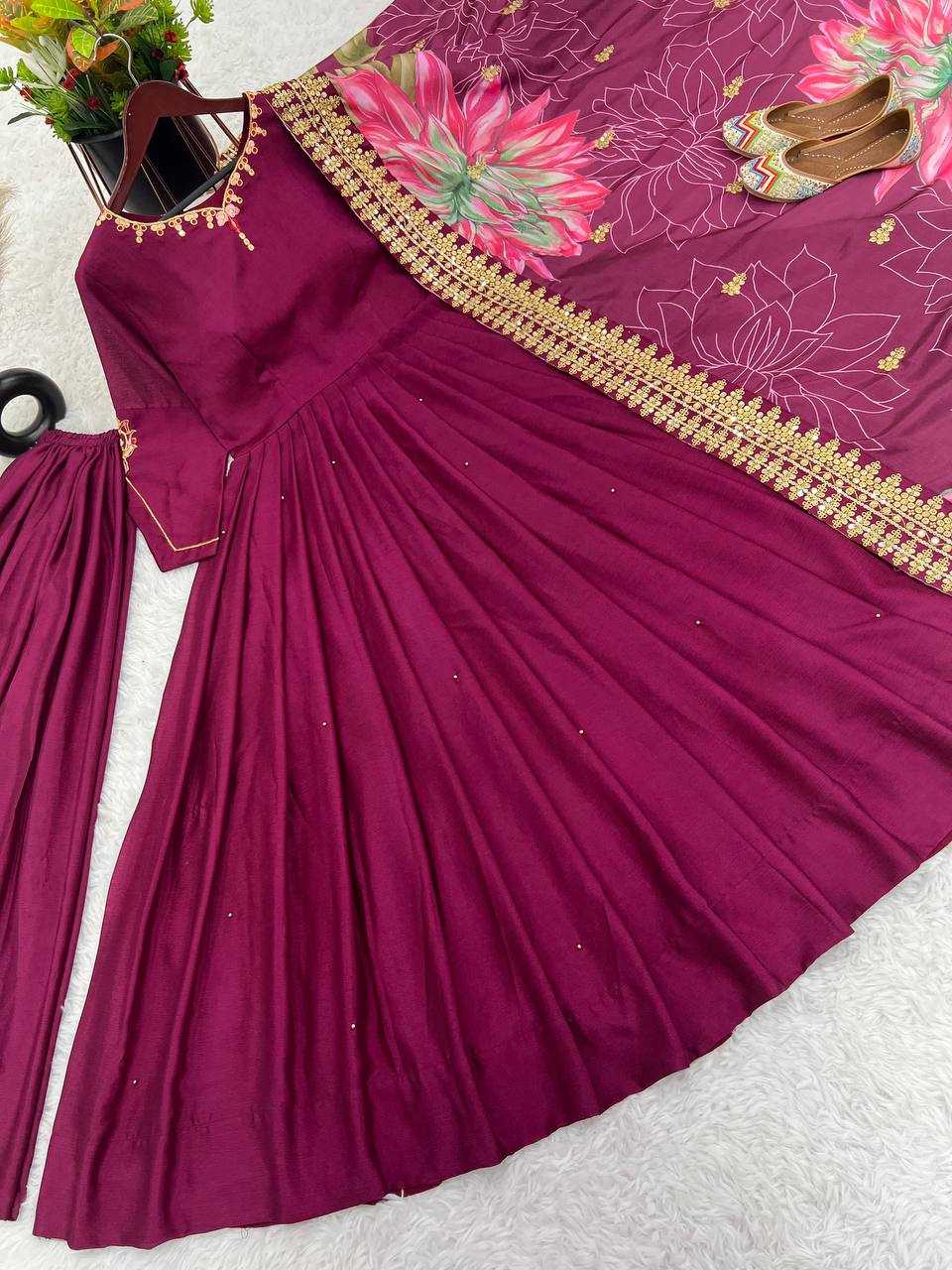 Chinon Silk Kesh123 5170 Gowns  Embroidery Anarkali Long Diwali Collections Gowns