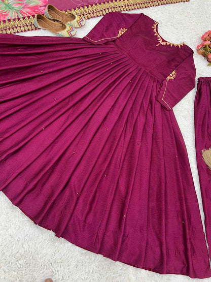 Chinon Silk Kesh123 5170 Gowns  Embroidery Anarkali Long Diwali Collections Gowns