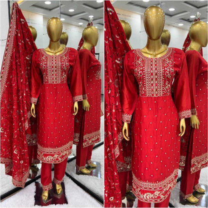 Chinon Silk Kesh123 5174 Suits & Dresses  Ladies Embroidery Ladies Silk Zari Work Suits