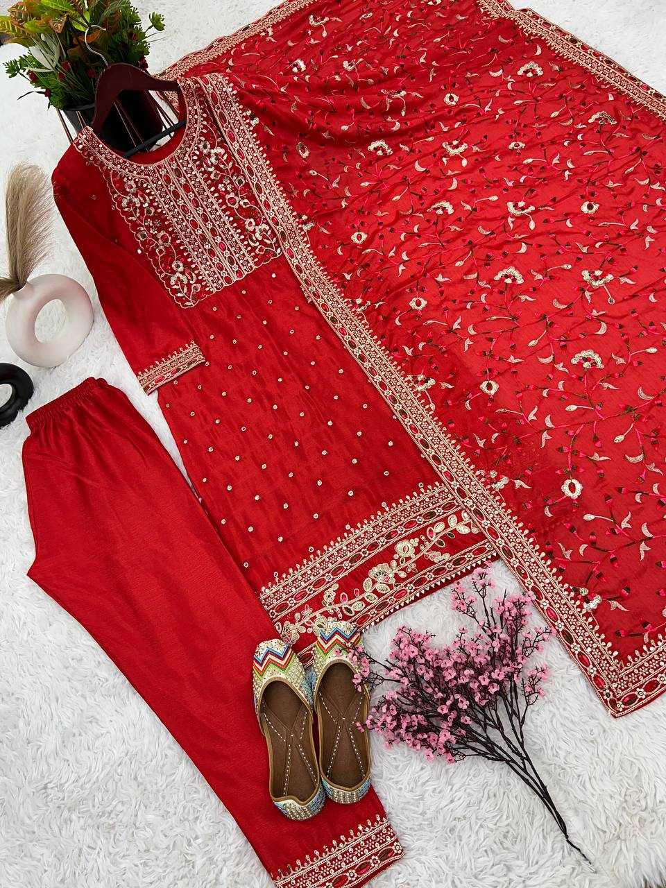 Chinon Silk Kesh123 5174 Suits & Dresses  Ladies Embroidery Ladies Silk Zari Work Suits