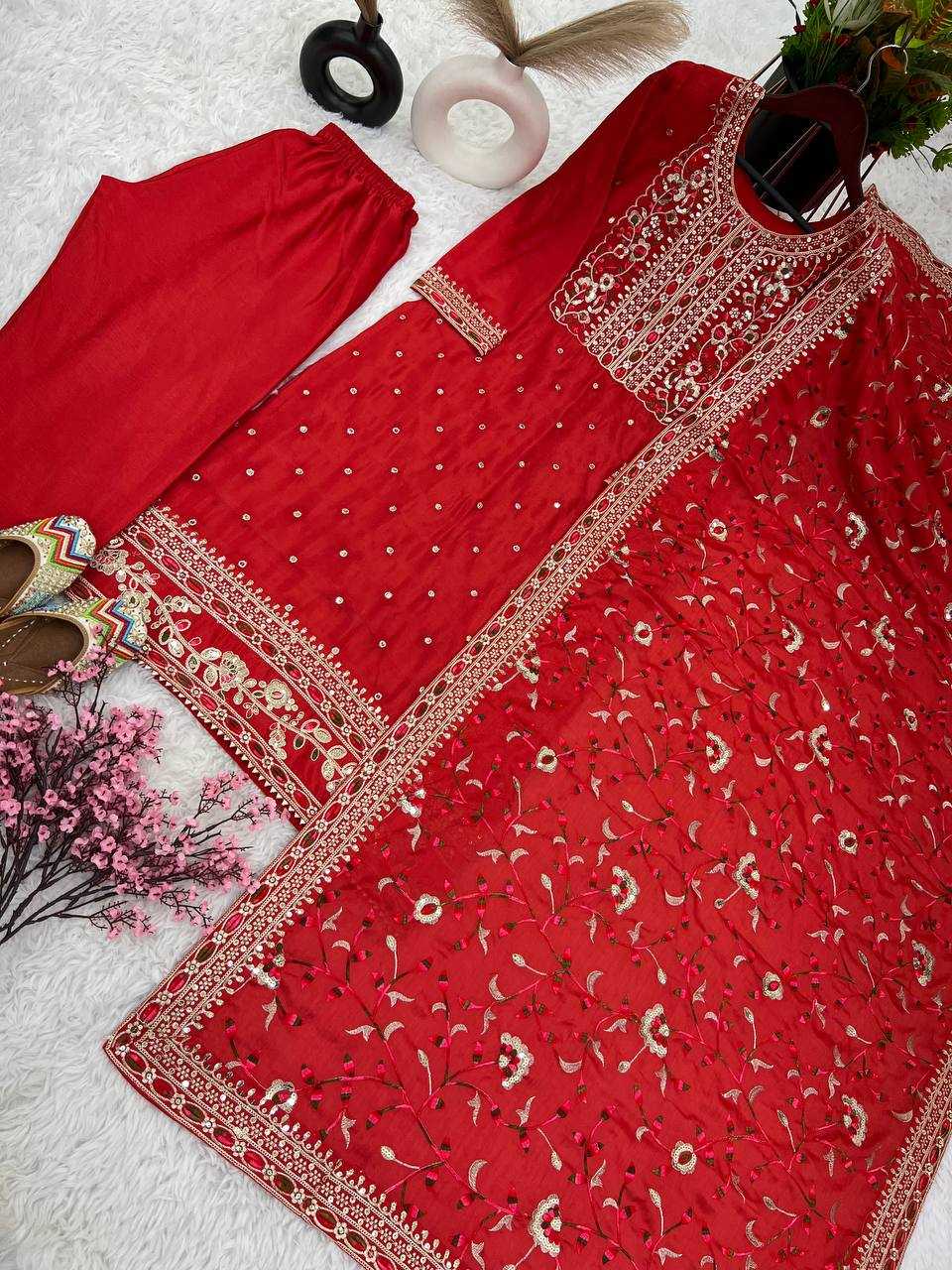 Chinon Silk Kesh123 5174 Suits & Dresses  Ladies Embroidery Ladies Silk Zari Work Suits