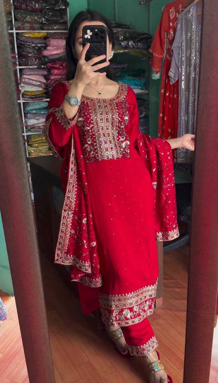 Chinon Silk Kesh123 5174 Suits & Dresses  Ladies Embroidery Ladies Silk Zari Work Suits