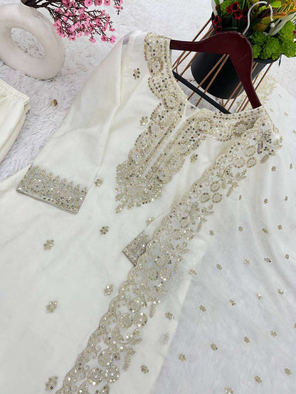 Chinon Silk Kesh123 5178 Suits & Dresses  Ladies Embroidery Ladies Silk Ladies Party Wear Suits