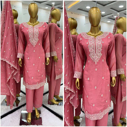 Chinon Silk Kesh123 5178 Suits & Dresses  Ladies Embroidery Ladies Silk Ladies Party Wear Suits