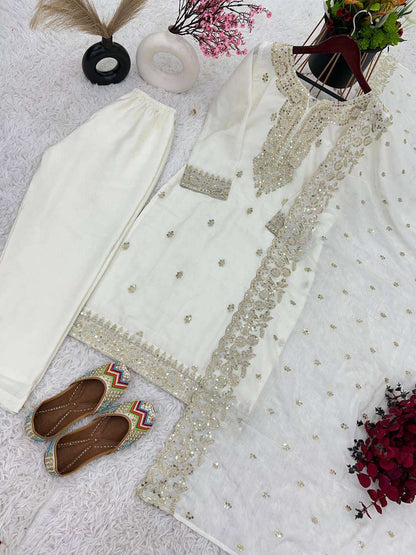 Chinon Silk Kesh123 5178 Suits & Dresses  Ladies Embroidery Ladies Silk Ladies Party Wear Suits