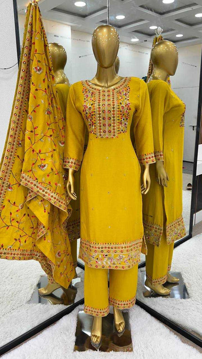 Chinon Silk Kesh123 5180 Suits & Dresses  Embroidery Ladies Silk Ladies Party Wear Diwali Collections Suits