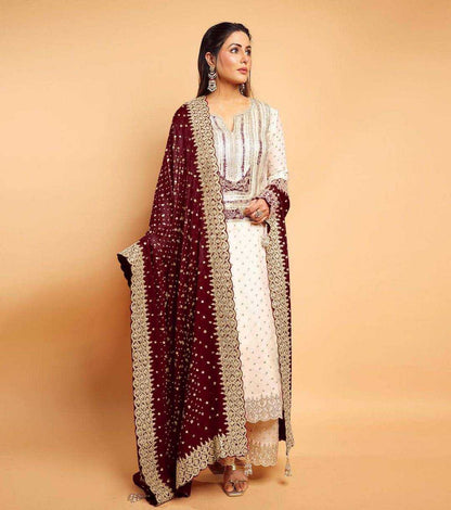 Chinon Silk Kesh124 803 Suits & Dresses Islamic Clothing  Pakistani Embroidery Ladies Silk Wedding Suits