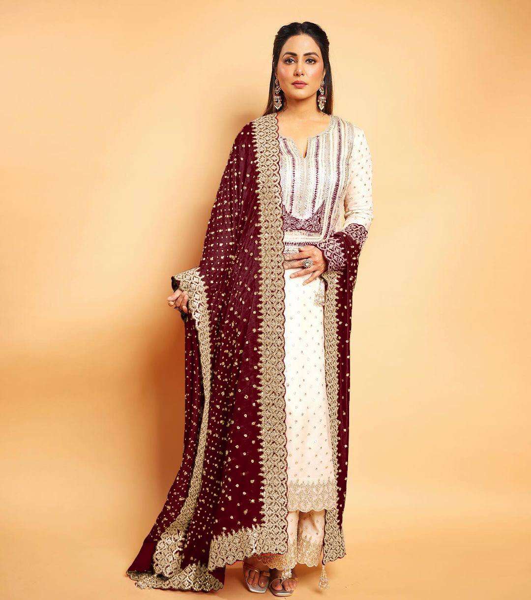 Chinon Silk Kesh124 803 Suits & Dresses Islamic Clothing  Pakistani Embroidery Ladies Silk Wedding Suits