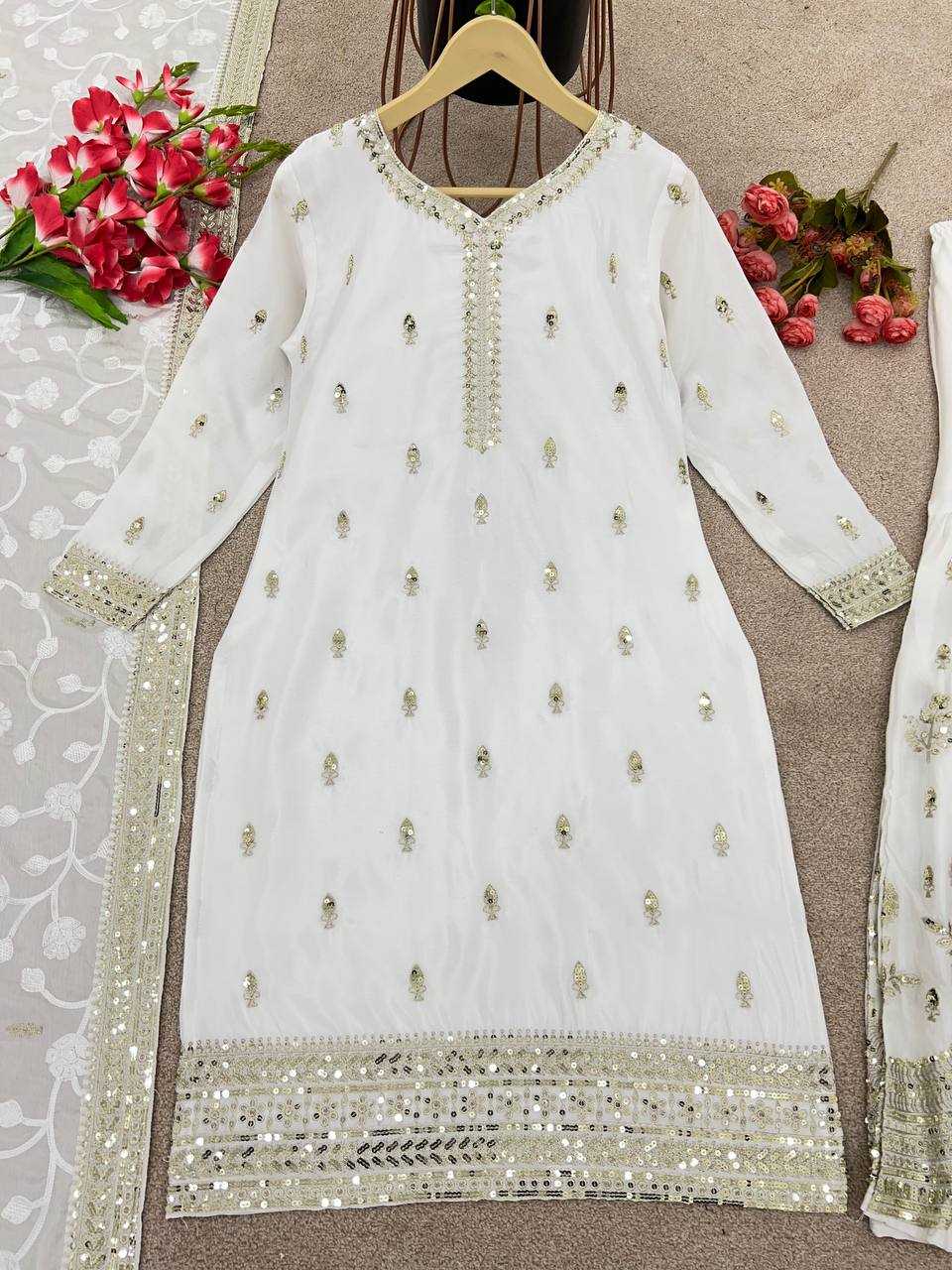 Chinon Silk Kesh124 804 Suits & Dresses  Ladies Silk Wedding Sharara Salwar Embroidered Suits