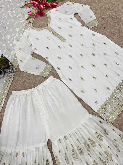 Chinon Silk Kesh124 804 Suits & Dresses  Ladies Silk Wedding Sharara Salwar Embroidered Suits