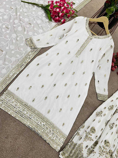 Chinon Silk Kesh124 804 Suits & Dresses  Ladies Silk Wedding Sharara Salwar Embroidered Suits