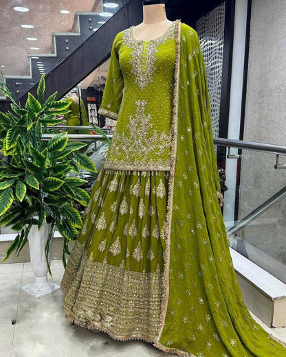 Chinon Silk Kesh124 806 Lehengas  Traditional Silk Embroidered Lehengas