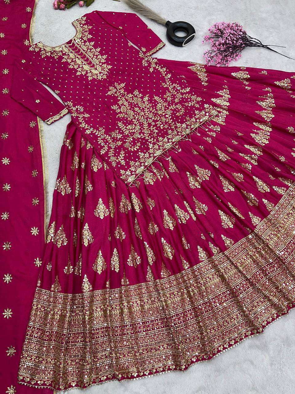 Chinon Silk Kesh124 806 Lehengas  Traditional Silk Embroidered Lehengas