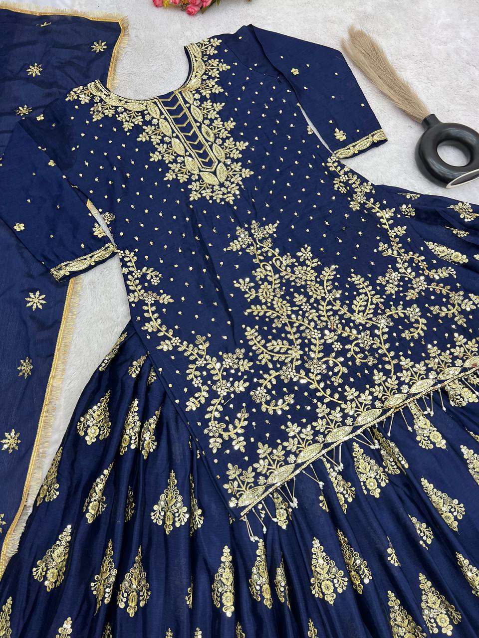 Chinon Silk Kesh124 806 Lehengas  Traditional Silk Embroidered Lehengas