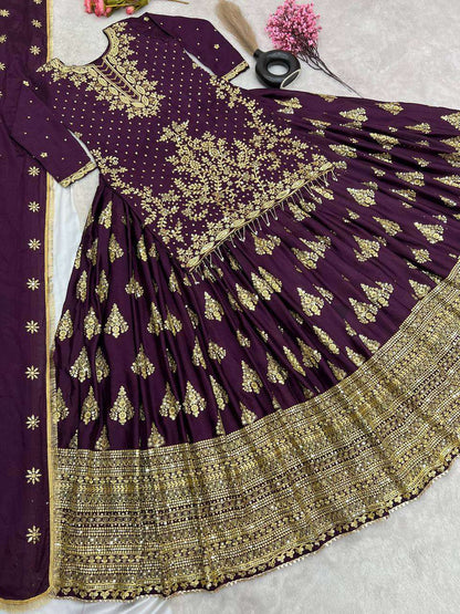 Chinon Silk Kesh124 806 Lehengas  Traditional Silk Embroidered Lehengas