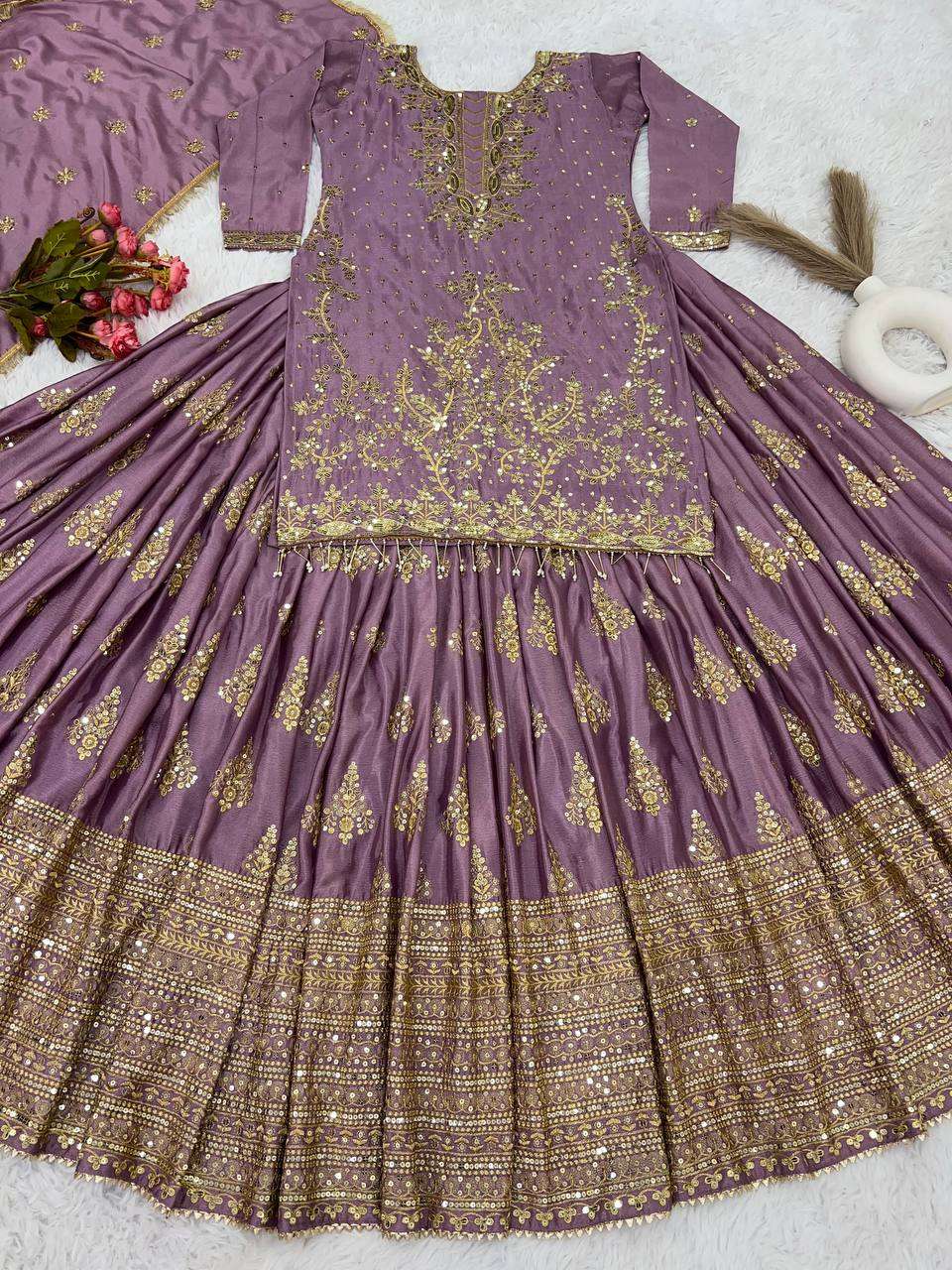 Chinon Silk Kesh124 806 Lehengas  Traditional Silk Embroidered Lehengas