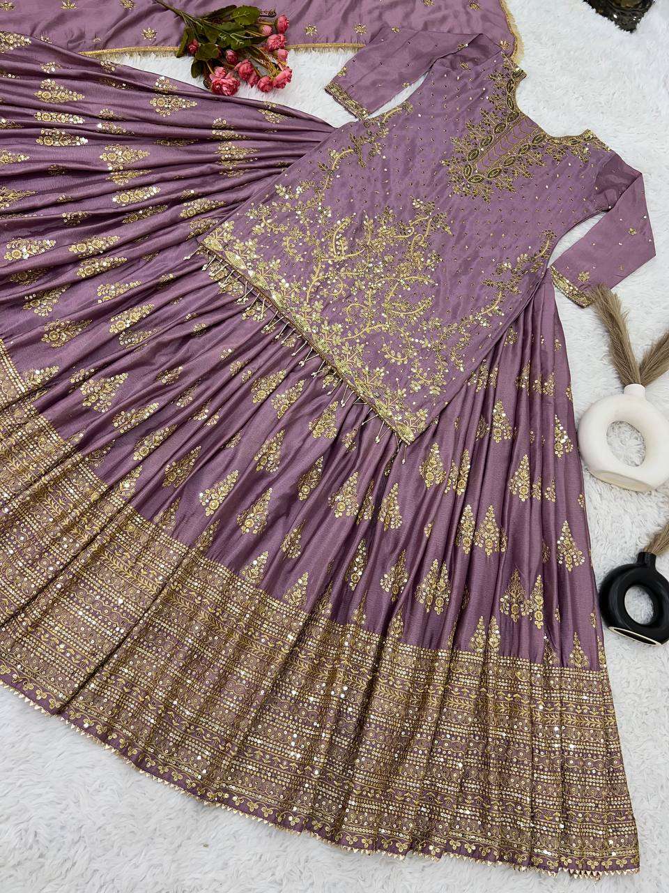 Chinon Silk Kesh124 806 Lehengas  Traditional Silk Embroidered Lehengas