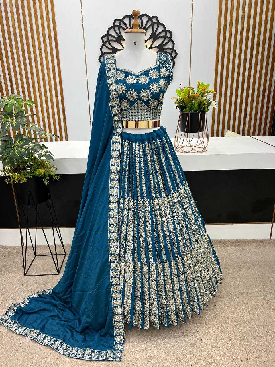 Chinon Silk Kesh124 822 Lehengas  Traditional Silk Embroidered Lehengas