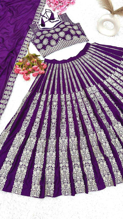 Chinon Silk Kesh124 822 Lehengas  Traditional Silk Embroidered Lehengas