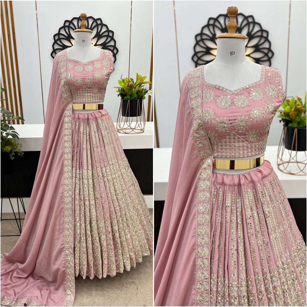 Chinon Silk Kesh124 822 Lehengas  Traditional Silk Embroidered Lehengas