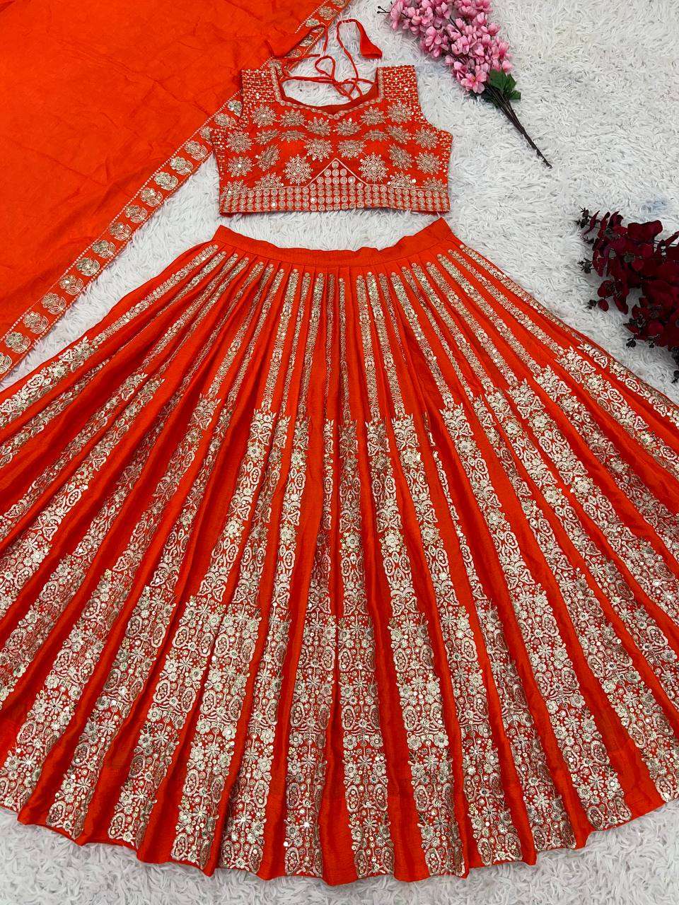 Chinon Silk Kesh124 822 Lehengas  Traditional Silk Embroidered Lehengas