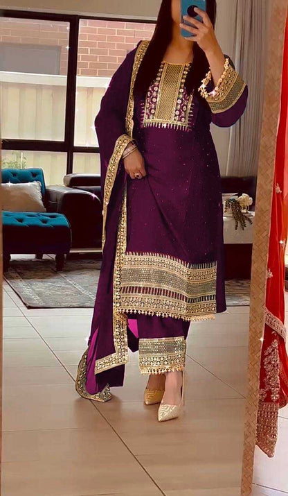 Chinon Silk Kesh128 371 Suits & Dresses  Ladies  Embroidery Ladies Silk Zari Work Suits