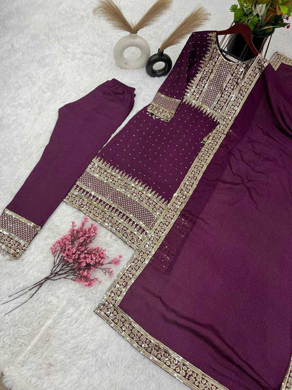 Chinon Silk Kesh128 371 Suits & Dresses  Ladies  Embroidery Ladies Silk Zari Work Suits