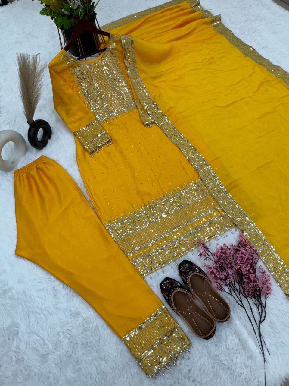 Chinon Silk Kesh128 371 Suits & Dresses  Ladies  Embroidery Ladies Silk Zari Work Suits