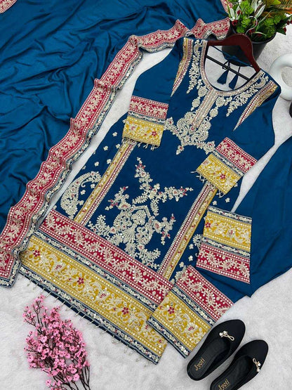 Chinon Silk Kesh128 376 Suits & Dresses Islamic Clothing  Pakistani Embroidery Ladies Silk Zari Work Suits