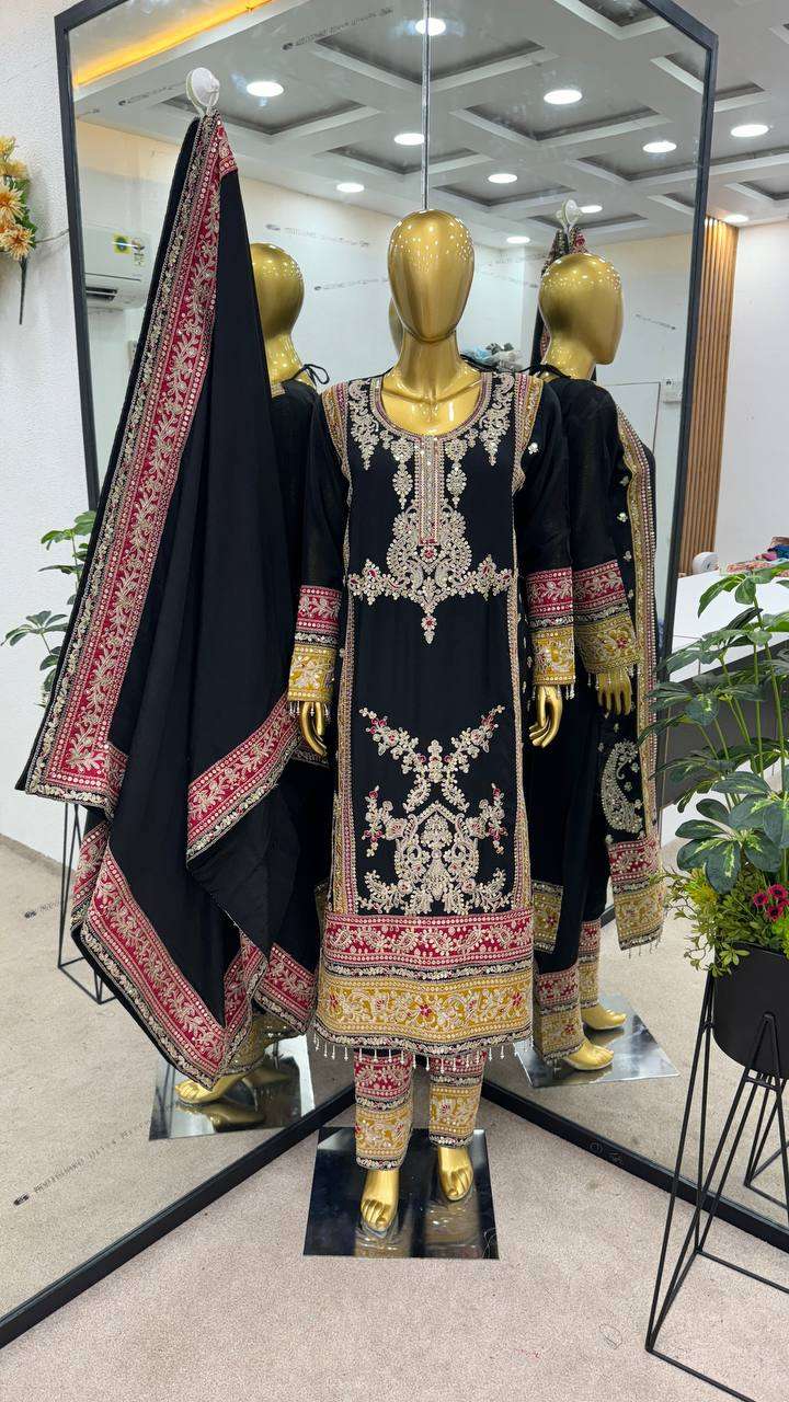 Chinon Silk Kesh128 376 Suits & Dresses Islamic Clothing  Pakistani Embroidery Ladies Silk Zari Work Suits