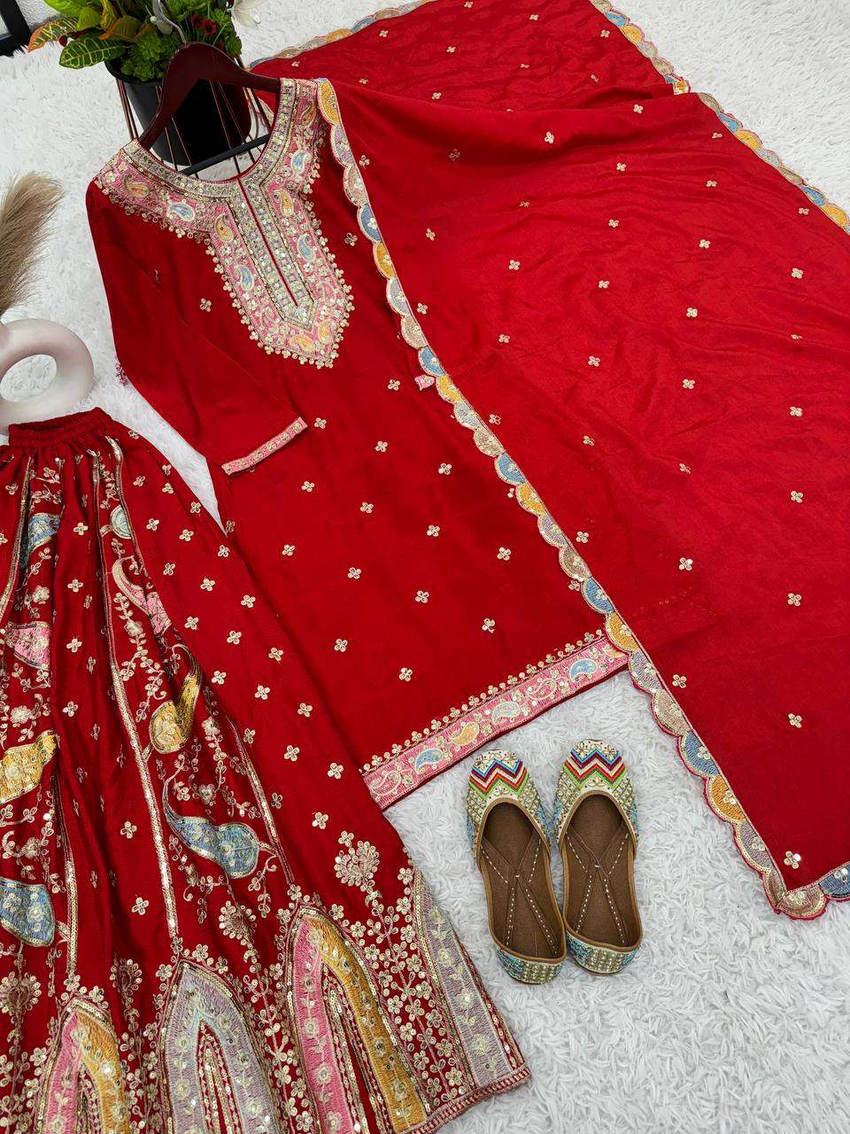 Chinon Silk Kesh128 377 Suits & Dresses  Sharara Salwar Embroidery Ladies Silk Wedding Suits