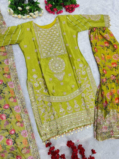 Chinon Silk Kesh139 1640 Suits & Dresses  Ladies Printed Palazzo Ladies Silk Suits