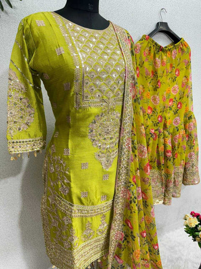 Chinon Silk Kesh139 1640 Suits & Dresses  Ladies Printed Palazzo Ladies Silk Suits