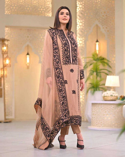 Chinon Silk Kesh141 1053 Suits & Dresses Islamic Clothing  Ladies Pakistani Embroidery Ladies Silk Suits