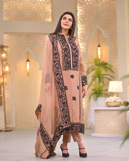 Chinon Silk Kesh141 1053 Suits & Dresses Islamic Clothing  Ladies Pakistani Embroidery Ladies Silk Suits