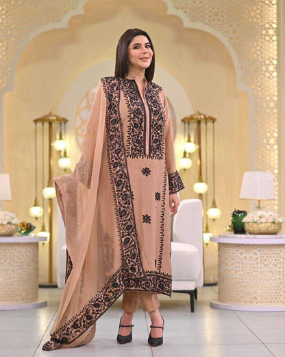 Chinon Silk Kesh141 1053 Suits & Dresses Islamic Clothing  Ladies Pakistani Embroidery Ladies Silk Suits